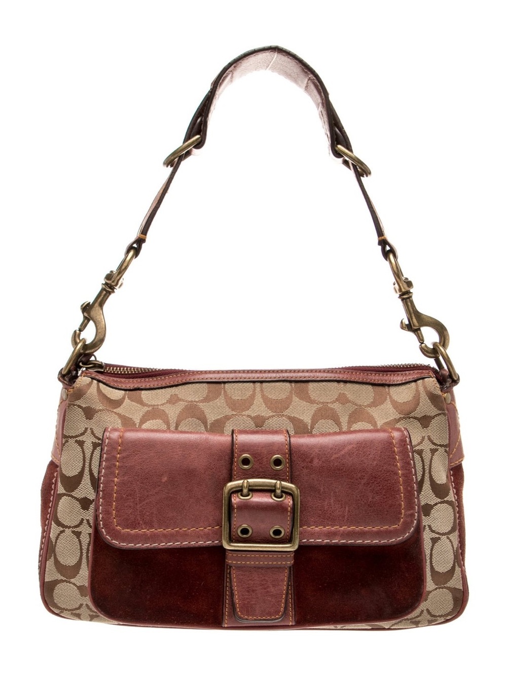 Coach Special Edition Fall 2004 Monogram Shoulder Style #7063 Burgundy Suede - Picture 3 of 17